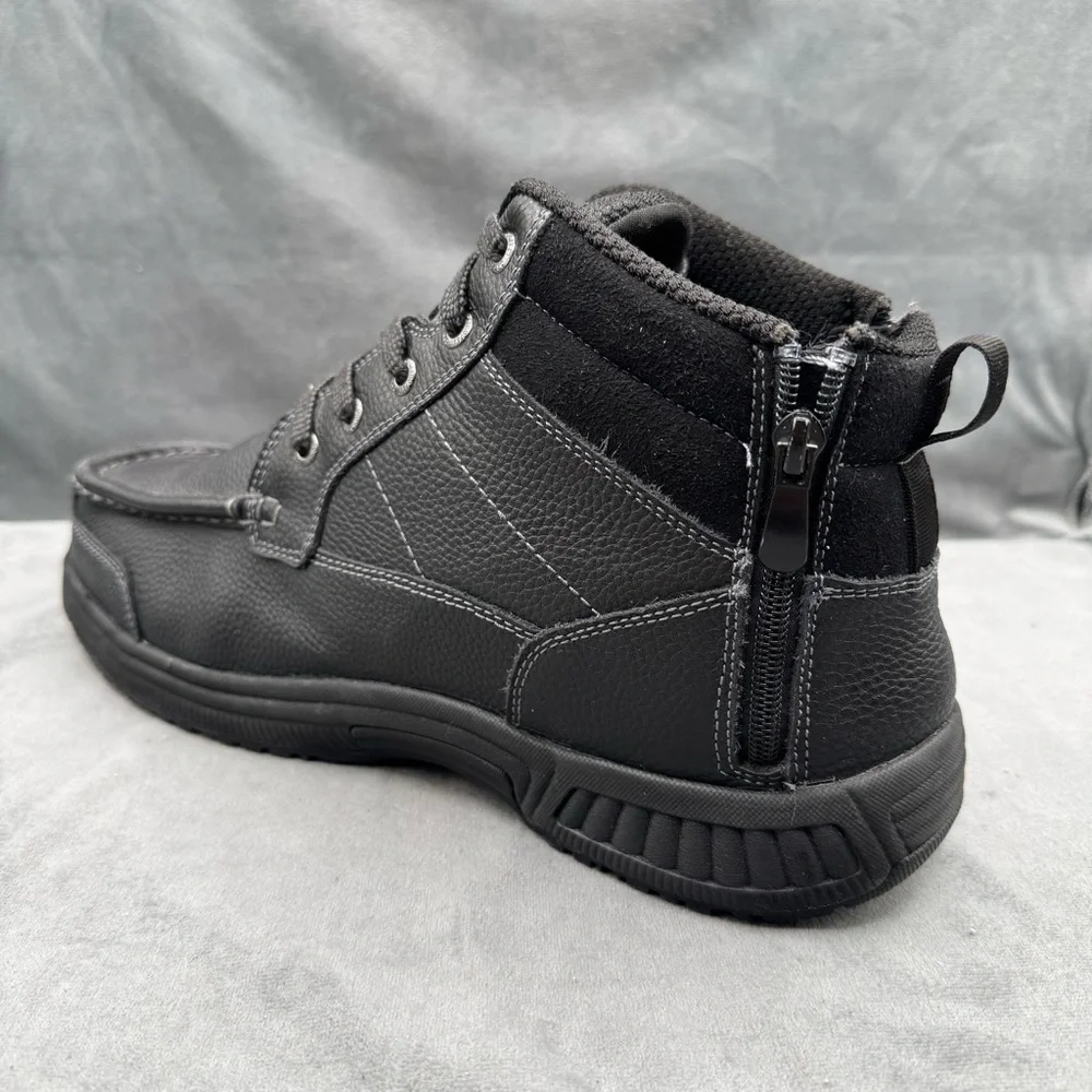 Orthofeet Ranger Men’s Black Leather Boots Casual Comfort Lace-Up Size 11 X-Wide